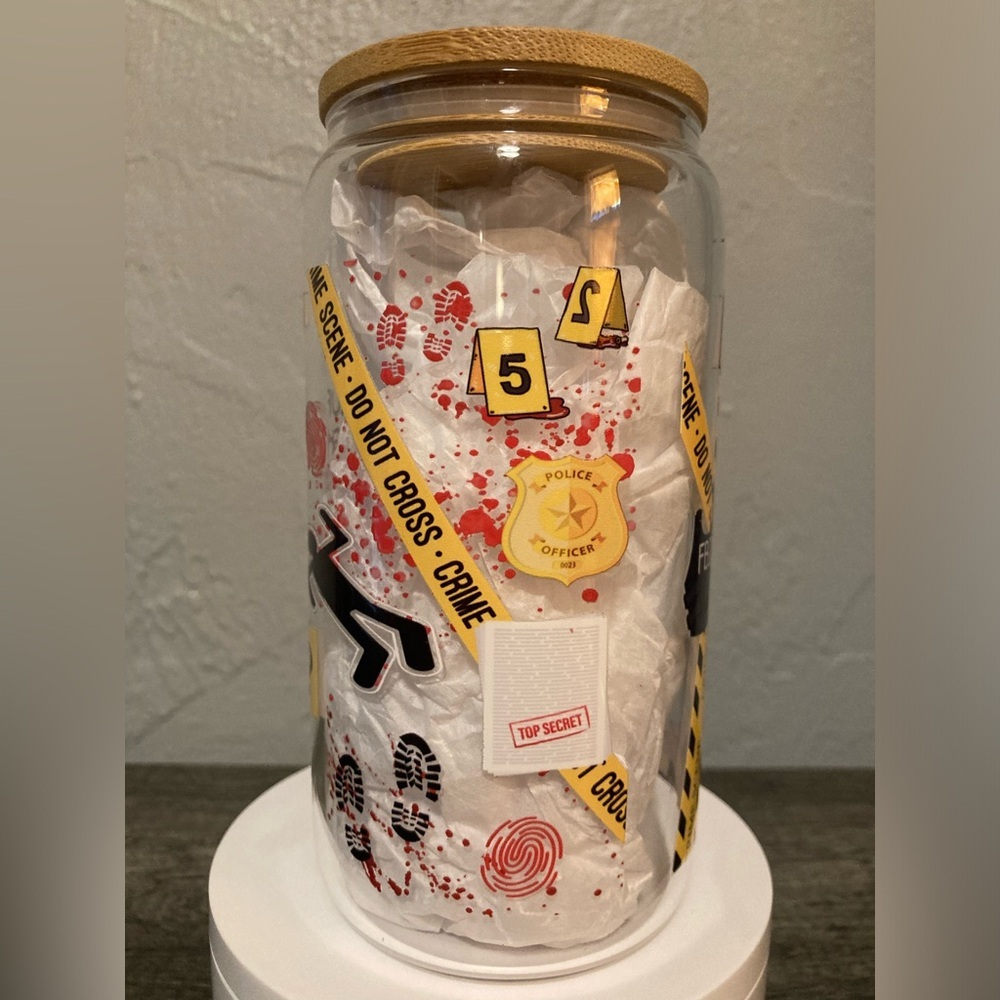 Murder Shows Graphic Hand Crafted Glass Tumbler - Picture 5 of 8